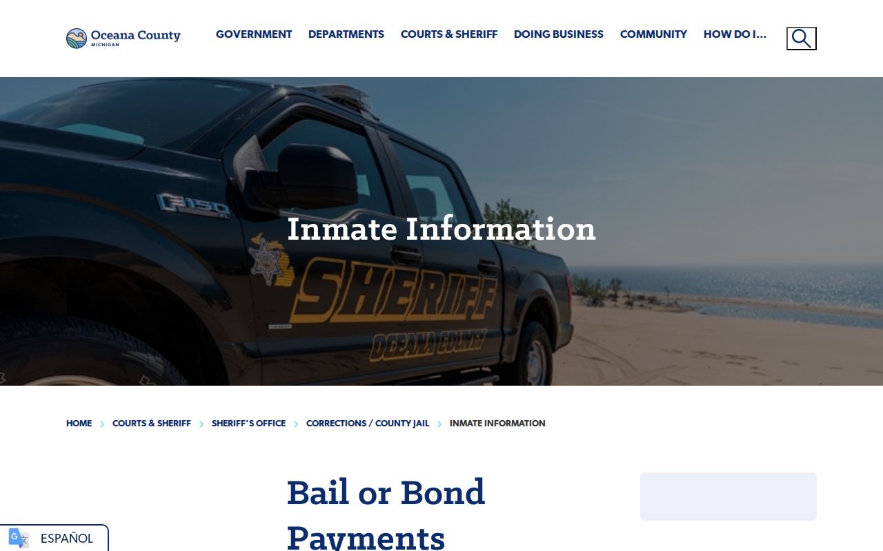 Oceana County arrest and inmate information access channels