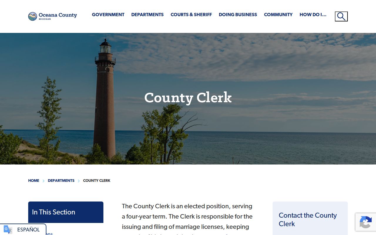 Oceana County Clerk source for court records following an arrest