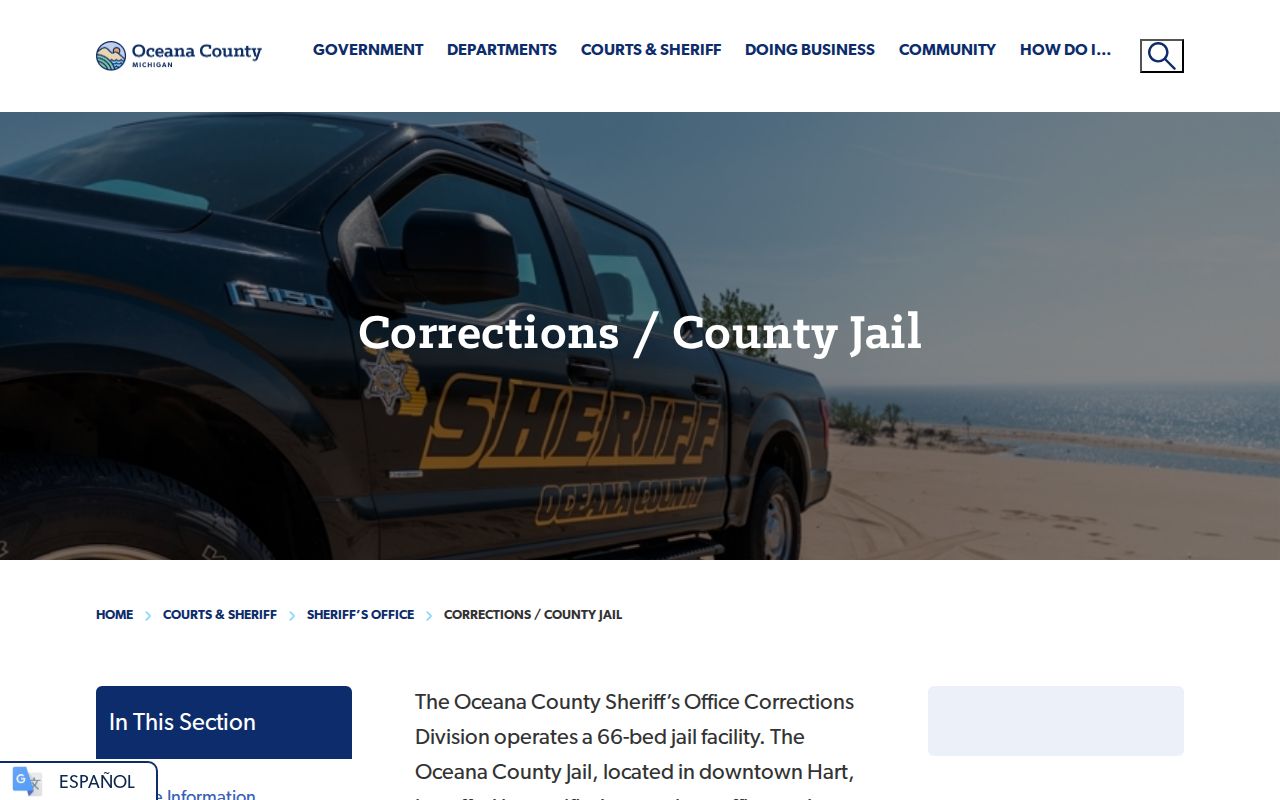 Oceana County Jail source for arrest booking records