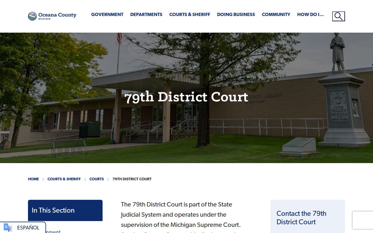 Oceana County criminal court case information for the 79th District Court