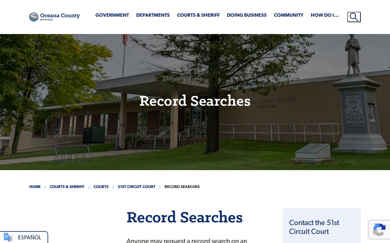 Oceana County criminal court case record search instructions