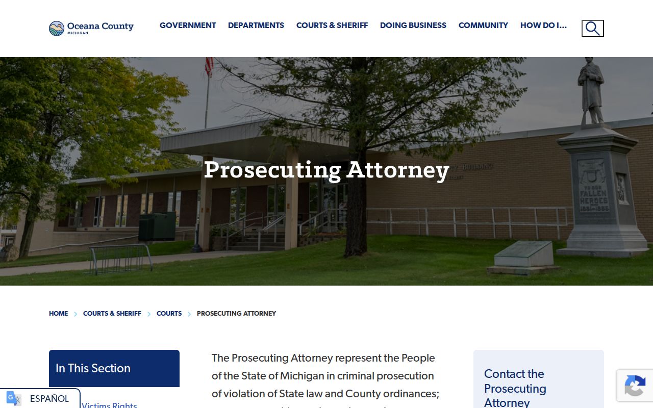 Oceana County prosecutor source for criminal court case charges