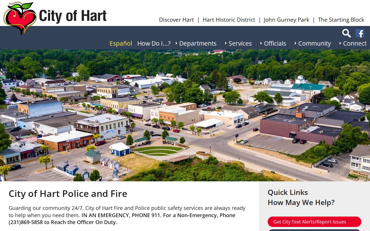 Oceana County criminal history source showing the Hart Police Department page