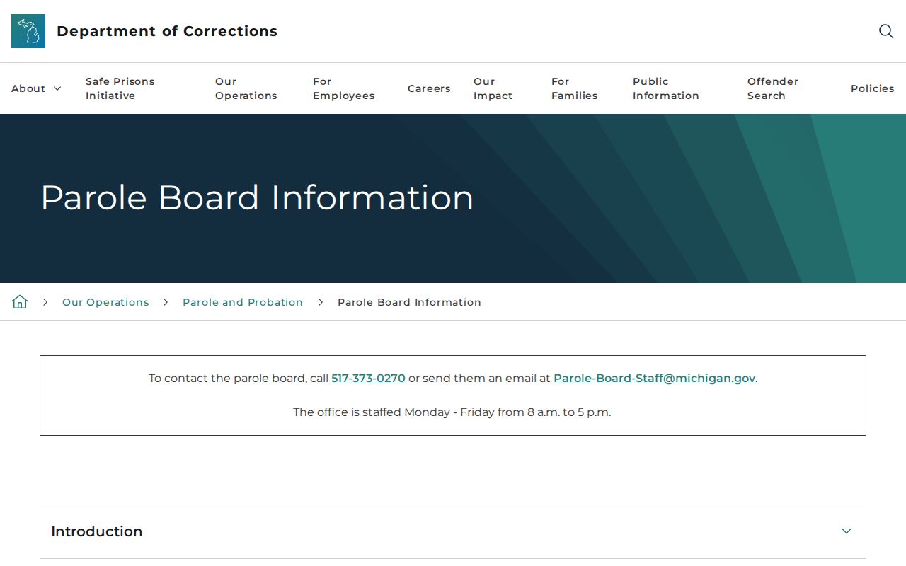 Michigan Parole Board information for Oceana County criminal records