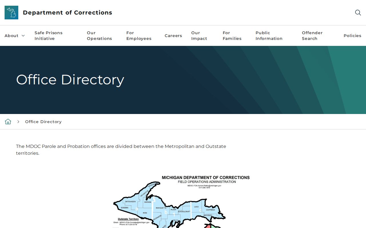 Oceana County criminal probation and parole office directory
